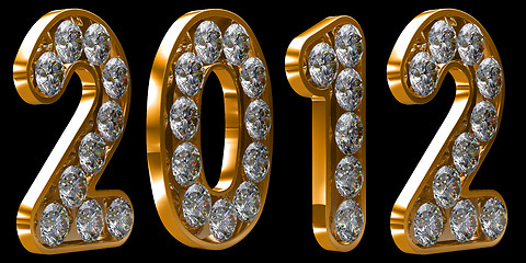 Image showing Golden 2012 year incrusted with diamonds