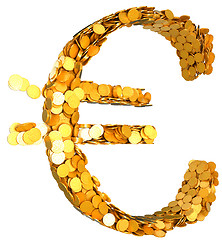 Image showing Euro currency and wealth. Symbol shaped with coins