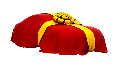 Image showing Car of Dream covered with red cloth