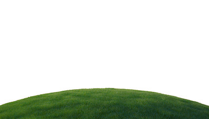 Image showing Green grass on hill isolated over white