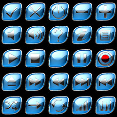 Image showing Blue Control panel icons or buttons