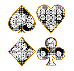 Image showing Diamond Card Suits with golden framing