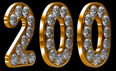 Image showing Golden 200 numeral incrusted with diamonds