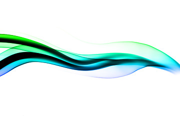 Image showing Blue and green Abstract fume waves 