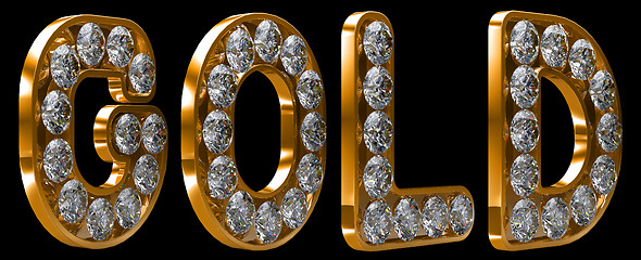 Image showing Gold word incrusted with diamonds