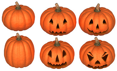Image showing Scary and funny Halloween pumpkins