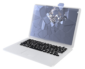 Image showing IT security concept - damaged laptop