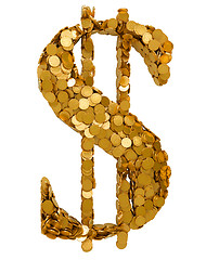 Image showing American Dollar Currency symbol shaped with coins