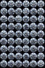 Image showing Top views of diamonds on black