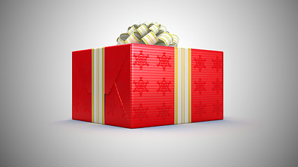 Image showing Present or gift box with bow over grey