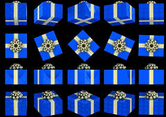 Image showing Various views of blue gift box