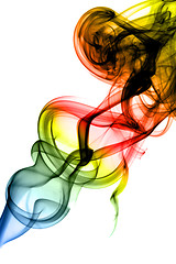 Image showing Colored Abstract smoke swirls on white