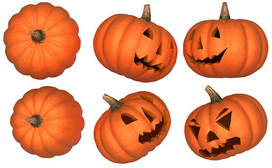 Image showing Halloween pumpkins collection isolated