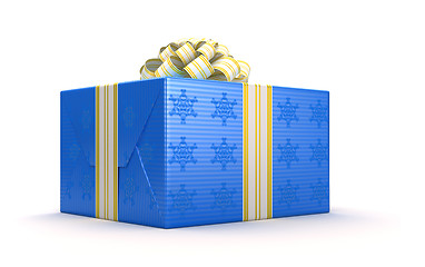 Image showing Blue present or gift box with bow