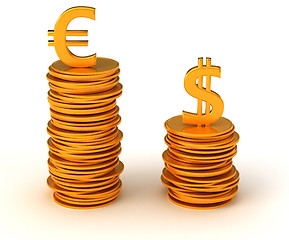 Image showing Currency dominancy - US dollar and Euro 