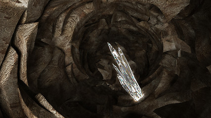 Image showing Crystal columns in the dark cave