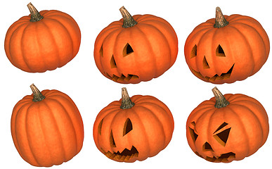 Image showing Halloween scary and funny pumpkins