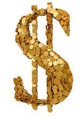 Image showing American Dollar symbol assembled with coins