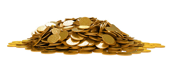 Image showing Heap of golden coins isolated