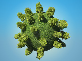 Image showing Abstract green Earth planet with trees