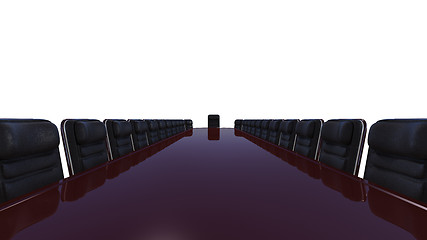 Image showing Corporate Meeting. Leather Chairs and long desk