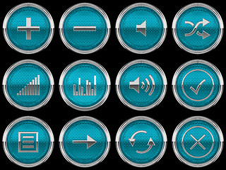Image showing Round blue Control panel icons or buttons