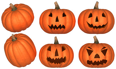 Image showing Halloween pumpkins over white