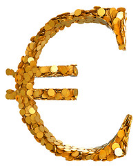 Image showing Euro currency and cash. Symbol assembled with coins