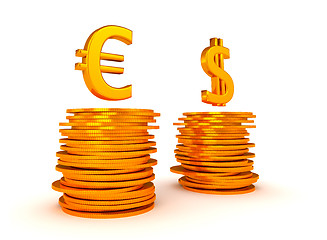 Image showing Euro Currency and US dollar equation