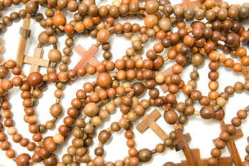 Image showing Large group of Wooden rosary beads