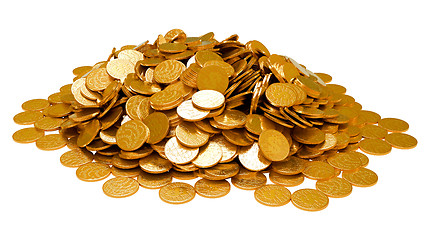 Image showing Earnings. Heap of golden coins isolated