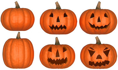 Image showing Halloween pumpkins collection isolated