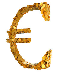 Image showing Golden Euro. Symbol assembled with coins