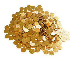 Image showing Save the money. Stack of golden coins
