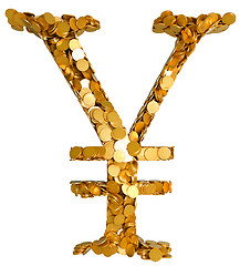 Image showing Yen currency and cash. Symbol assembled with coins