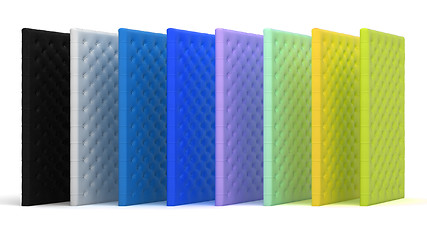 Image showing Colorful luxury mattresses over white