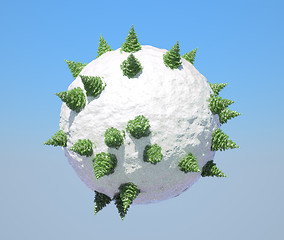 Image showing Abstract Globe with firtrees on it 