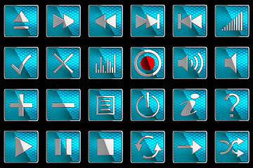 Image showing Square blue Control panel icons or buttons