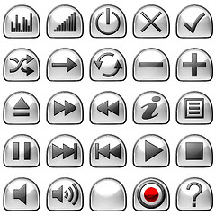 Image showing Semicircular grey Control panel icons or buttons