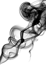 Image showing Abstract smoke swirls on white