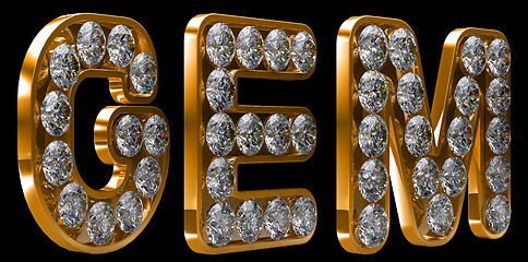 Image showing Golden Gem word incrusted with diamonds