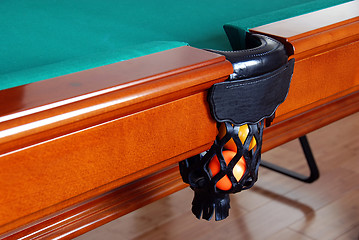 Image showing Balls in Billiards table pocket