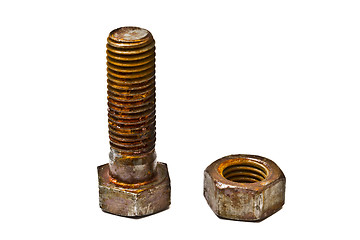 Image showing Rusty nut and bolt 