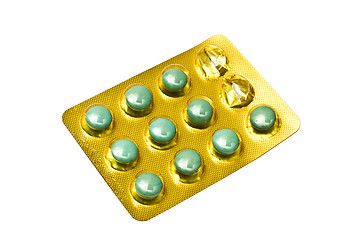 Image showing Package of green pills 
