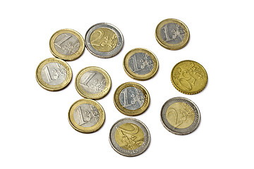 Image showing Euro coins isolated on white background 