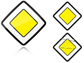 Image showing Set of variants a Main road - road sign