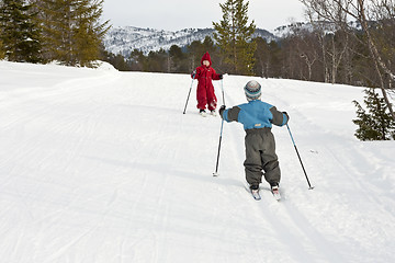 Image showing Children skiing