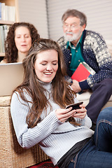 Image showing Family with wireless technology