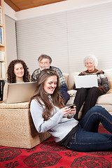 Image showing Family with wireless technology