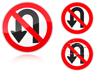 Image showing U-Turn forbidden - road sign